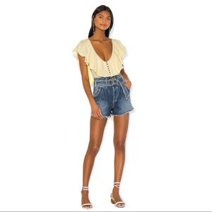 Free People See You Sometime Denim Cut Offs Indigo blue Size S Revolve PaperBag